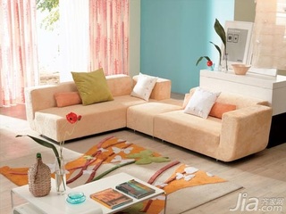 混搭风格一居室浪漫粉色5-10万50平米客厅沙发婚房设计图纸