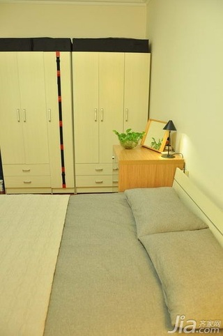日式风格一居室舒适3万以下60平米卧室床新房平面图