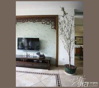 中式风格二居室5-10万80平米电视柜新房设计图纸