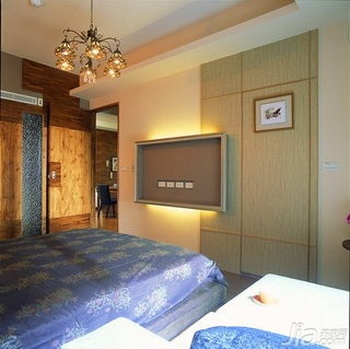 简约风格二居室10-15万70平米卧室背景墙灯具新房设计图纸