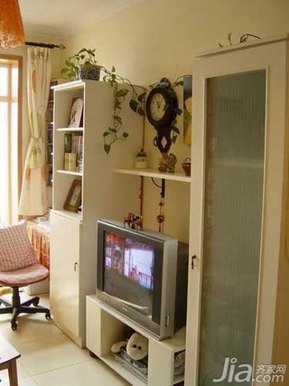 简约风格二居室3万以下50平米客厅电视背景墙电视柜效果图