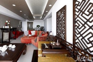 中式风格二居室10-15万80平米客厅背景墙沙发新房设计图