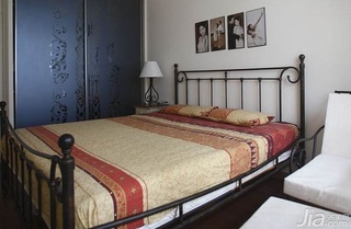田园风格二居室简洁3万以下70平米卧室卧室背景墙床效果图
