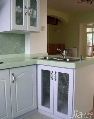 田园风格二居室简洁5-10万80平米厨房橱柜新房平面图