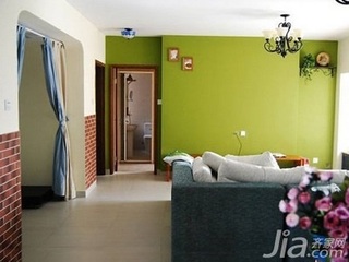 地中海风格二居室小清新绿色10-15万80平米客厅婚房家居图片