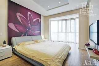 简约风格二居室10-15万90平米卧室床新房家居图片