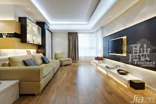 简约风格二居室10-15万90平米客厅电视背景墙沙发新房设计图纸