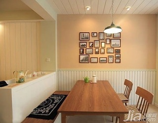 田园风格二居室5-10万90平米餐厅背景墙餐桌图片