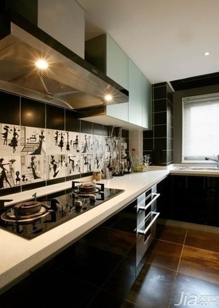 简约风格跃层实用黑色5-10万70平米厨房橱柜新房家装图