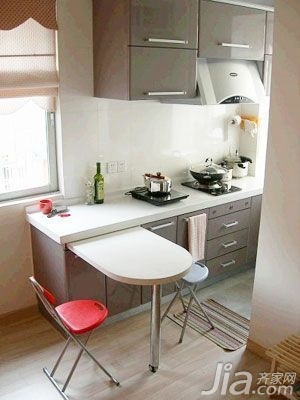 简约风格二居室3万以下50平米厨房吧台橱柜设计图