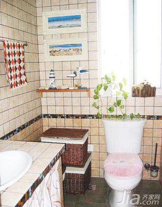 田园风格二居室3万以下50平米卫生间洗手台新房家居图片