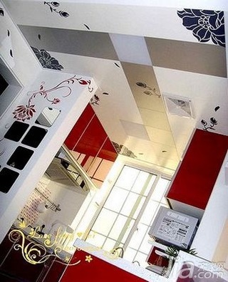 简约风格二居室红色5-10万60平米厨房橱柜安装图