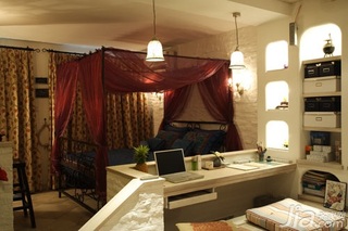 简约风格一居室民族风5-10万50平米卧室床图片