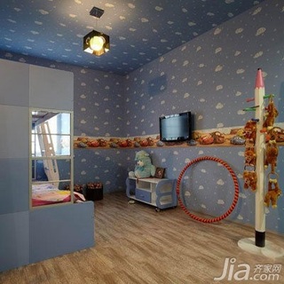 简约风格复式可爱蓝色10-15万140平米以上儿童房新房设计图纸