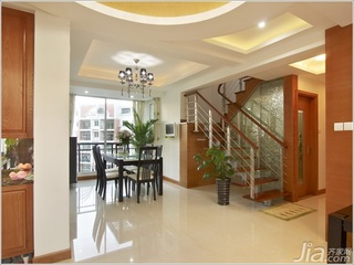 简约风格别墅豪华型140平米以上楼梯餐桌新房设计图