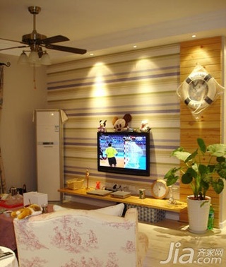 田园风格二居室5-10万50平米客厅电视柜效果图