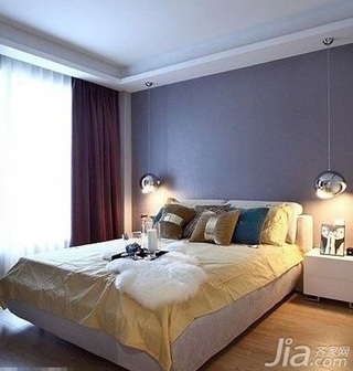 简约风格四房温馨富裕型110平米卧室床婚房家居图片