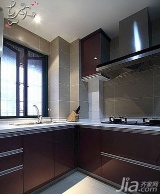 简约风格四房简洁富裕型110平米厨房橱柜婚房家装图片