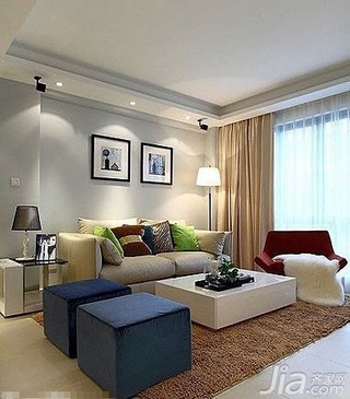 简约风格四房简洁富裕型110平米客厅沙发婚房设计图纸