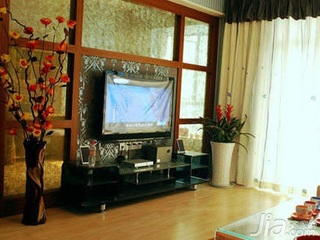 田园风格富裕型90平米客厅电视背景墙电视柜效果图