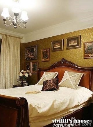 欧式风格四房15-20万70平米卧室卧室背景墙床新房设计图