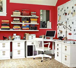 简约风格一居室红色3万以下50平米书桌效果图