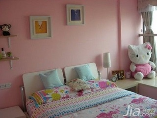 简约风格二居室粉色3万以下50平米卧室飘窗床新房家居图片