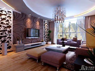欧式风格二居室5-10万120平米客厅电视背景墙沙发新房家装图片