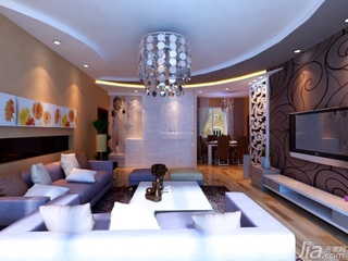 欧式风格二居室5-10万120平米客厅电视背景墙灯具新房家装图片