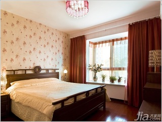 中式风格公寓5-10万70平米卧室床新房家居图片