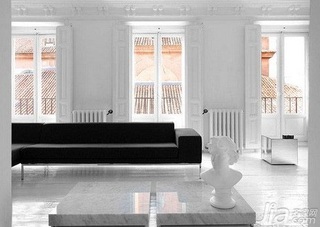 简约风格公寓黑白5-10万80平米客厅沙发新房设计图纸