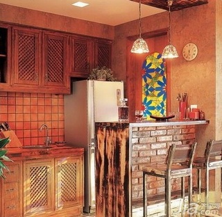 东南亚风格小户型古典5-10万50平米厨房吧台灯具效果图
