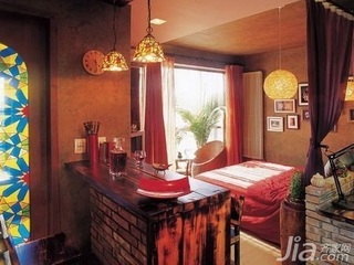 东南亚风格小户型古典5-10万50平米卧室吧台床效果图