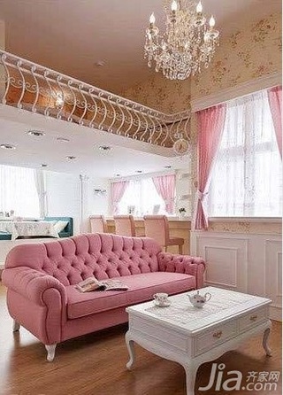 欧式风格复式可爱5-10万120平米客厅沙发婚房设计图纸