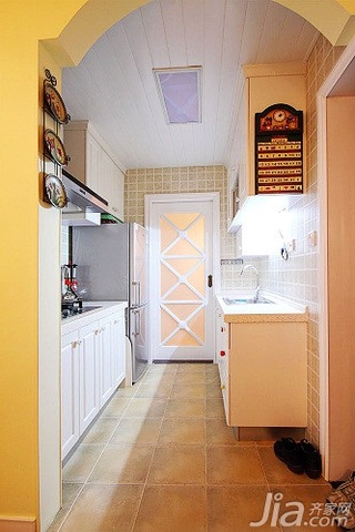 田园风格二居室10-15万90平米厨房橱柜新房平面图