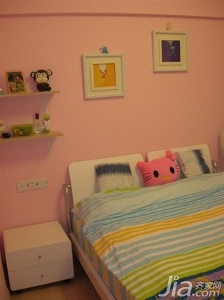 简约风格二居室粉色3万以下50平米卧室床头柜图片