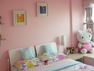 简约风格二居室粉色3万以下50平米儿童房床效果图