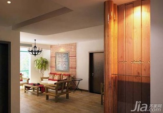 中式风格二居室简洁原木色5-10万80平米客厅沙发背景墙沙发新房设计图