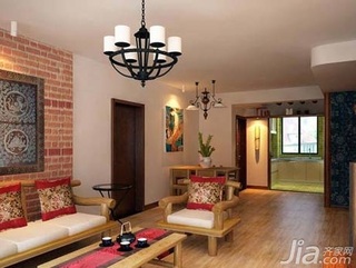中式风格二居室简洁5-10万80平米客厅沙发背景墙沙发新房家装图