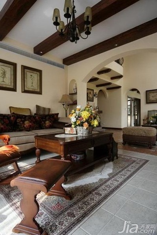地中海风格复式10-15万100平米客厅沙发新房设计图纸