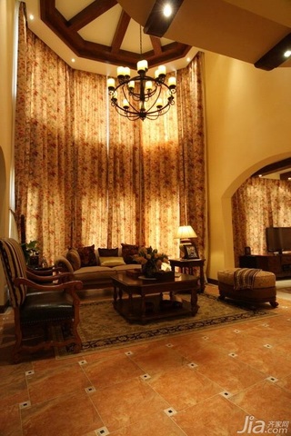 地中海风格复式10-15万100平米客厅沙发新房设计图