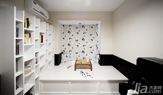 简约风格二居室5-10万70平米地台书架新房设计图