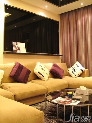 简约风格二居室暖色调5-10万80平米客厅沙发背景墙沙发新房家装图片