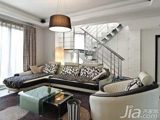 简约风格复式5-10万80平米客厅楼梯沙发新房家装图片
