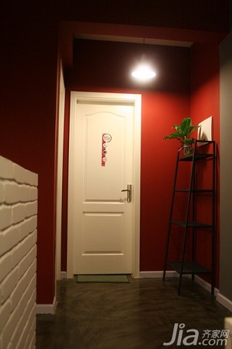 二居室装修,宜家风格,小户型装修,70平米装修,5-10万装修,门厅,红色