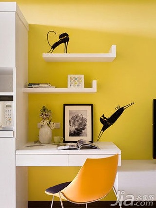 欧式风格复式黄色5-10万50平米工作区书桌新房家装图片