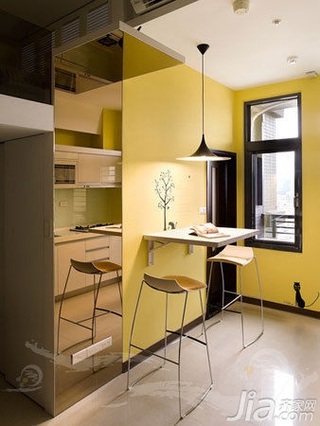 欧式风格复式黄色5-10万50平米餐厅餐桌新房家装图片