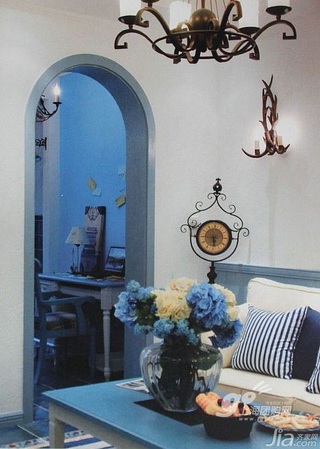 地中海风格一居室蓝色3万以下50平米客厅沙发新房家装图片