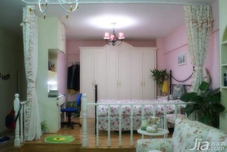 田园风格二居室粉色3万以下60平米窗帘新房家居图片