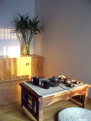 中式风格二居室3万以下60平米茶室茶几新房家装图片